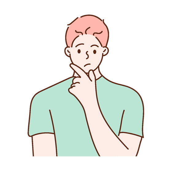 あごに手を当てて考え込む男性のイラスト